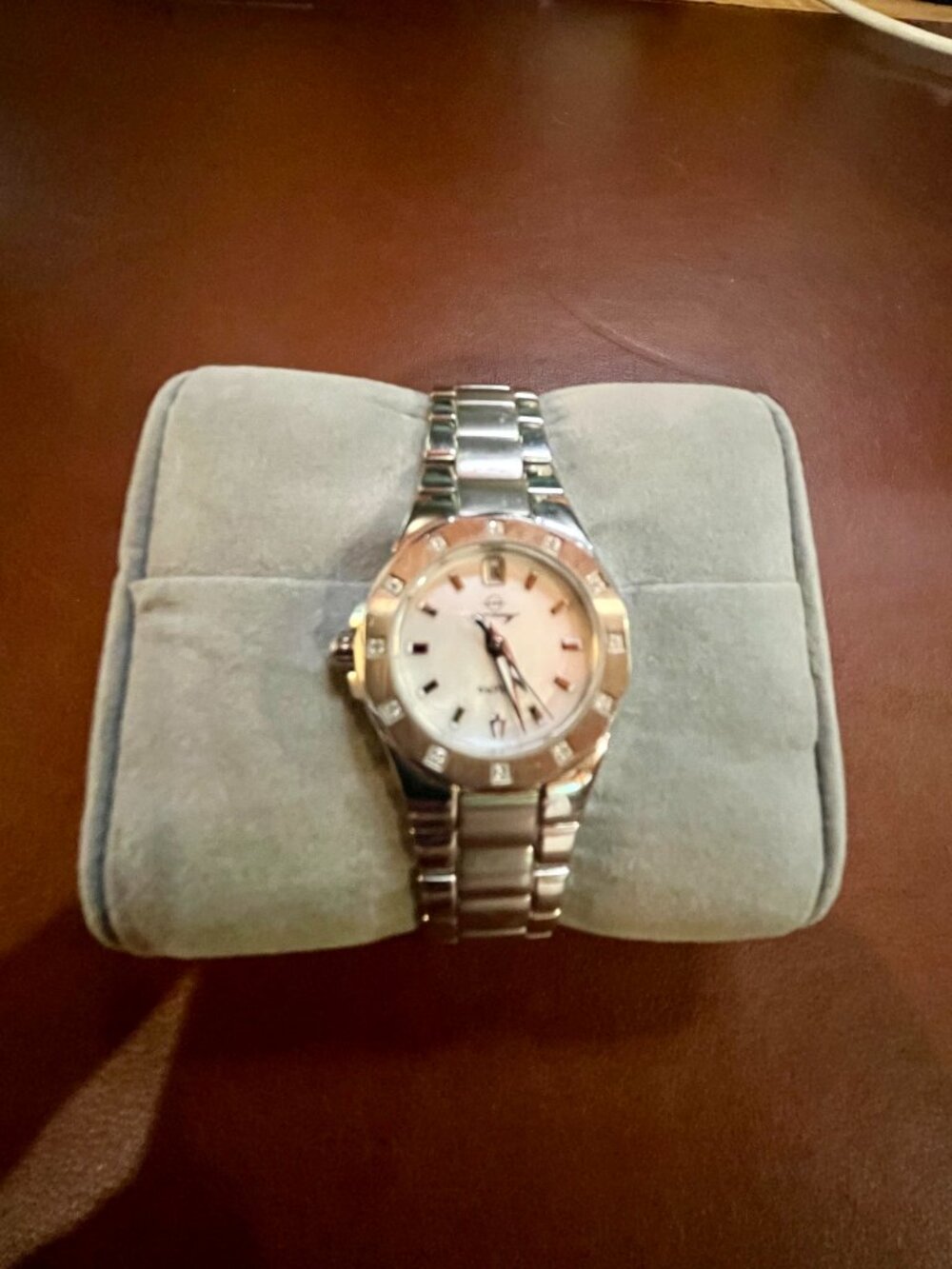 Bulova Adee Kaye Women's Watch Mother of Pearl Dial Crystal Bezel Silver